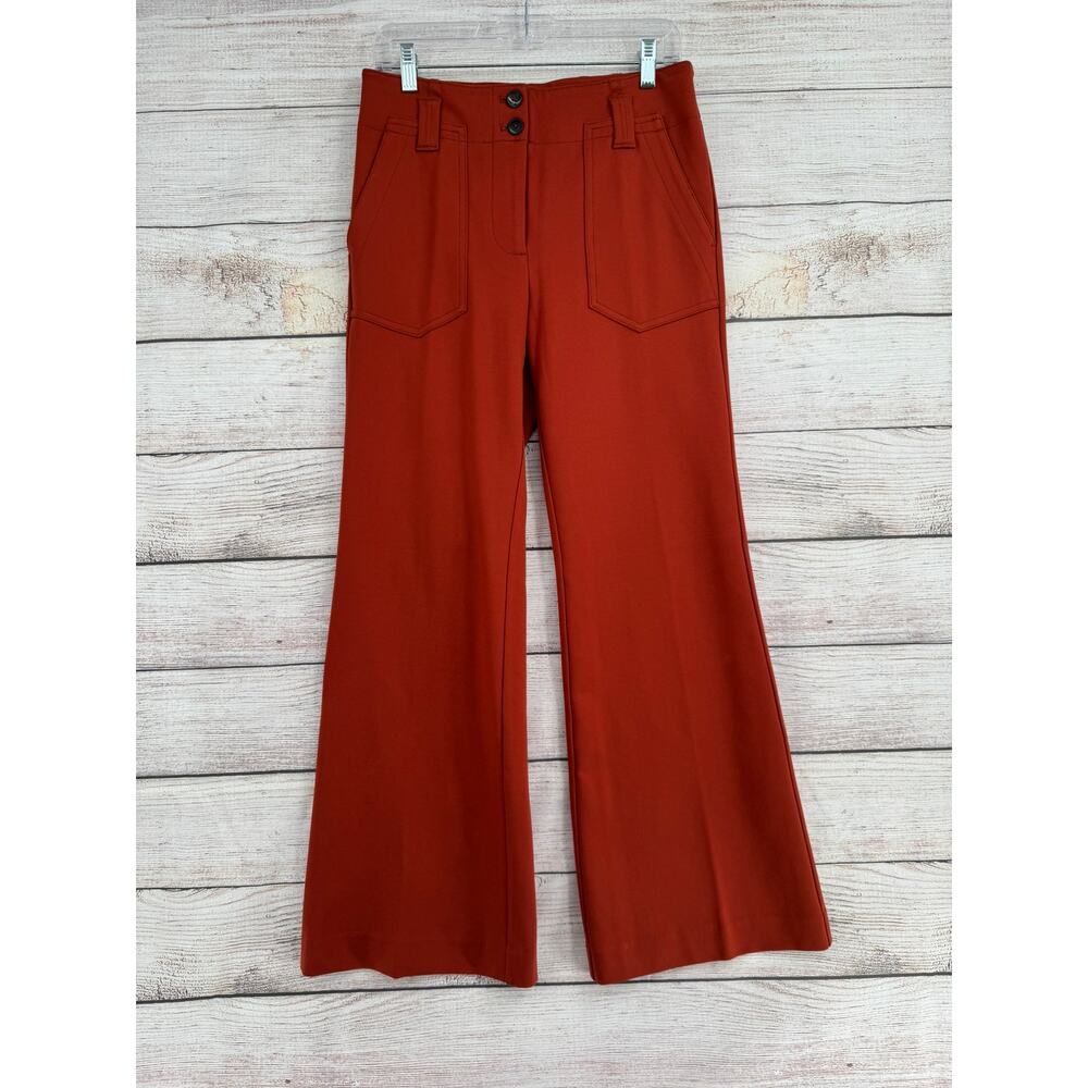 Maeve High-Rise Wide Leg Pants in Rust